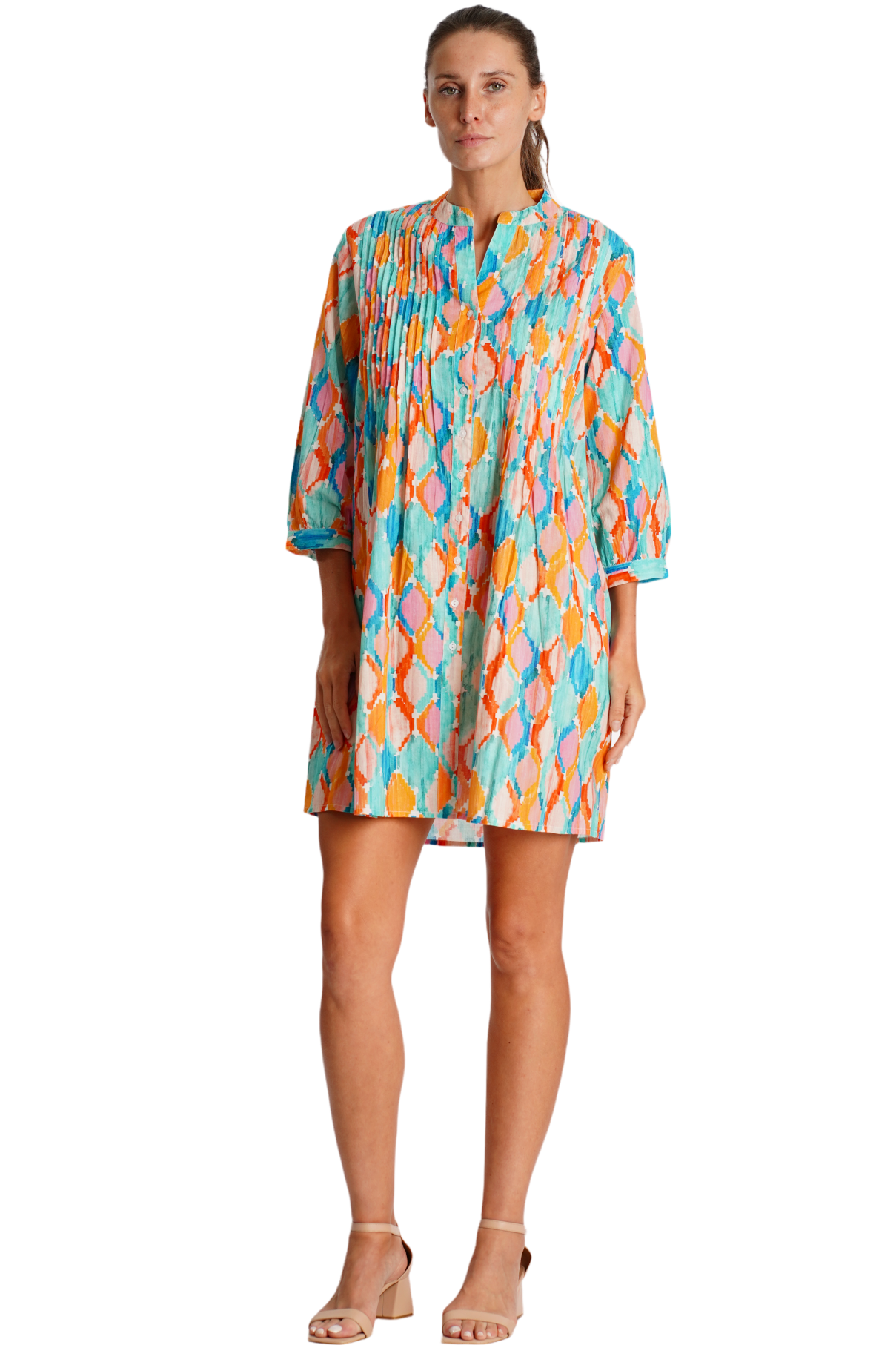 Pleated Mini Shirtdress