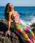 Tropical Floral Silk-Feel Beach Cover-Up Pants — Swim Cover-Up