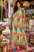 Green Tropical Leaf-Print Button-Front Maxi Shirt Dress — Beach Cover-Up