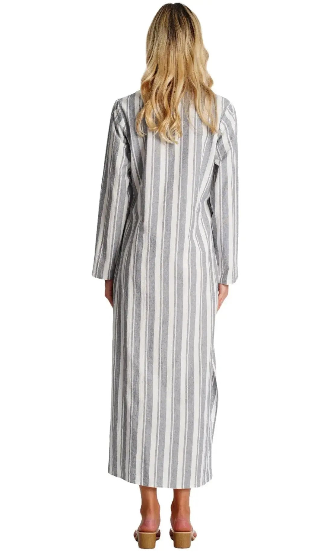 Striped Cotton Gauze Maxi Caftan  La Moda Clothing