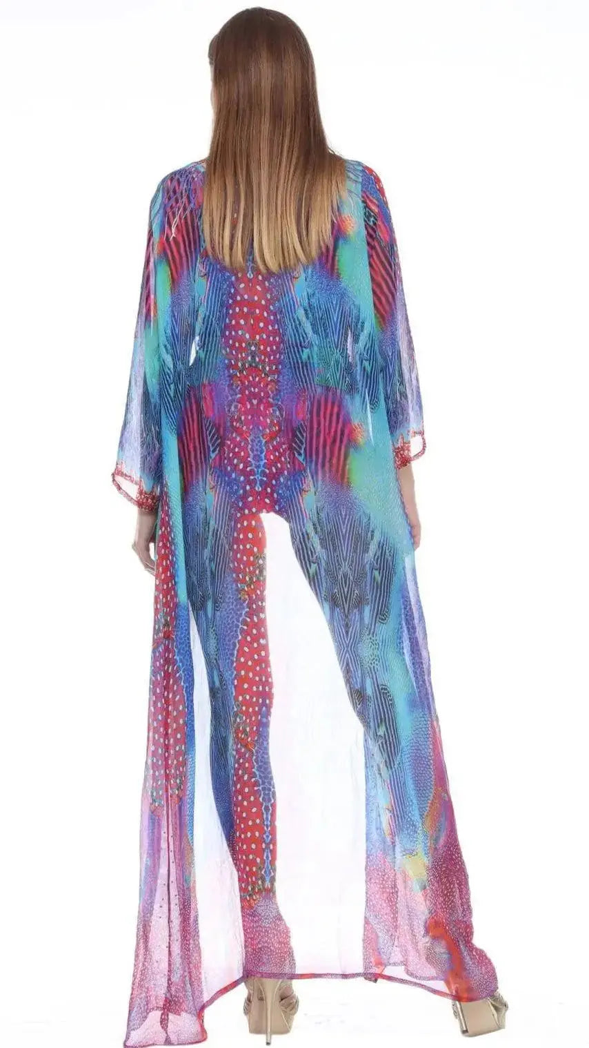 Wholesale Swimwear Cover Up Sheer  Kimonos For Women In Polyester With Multi-Color Prints - La Moda Clothings