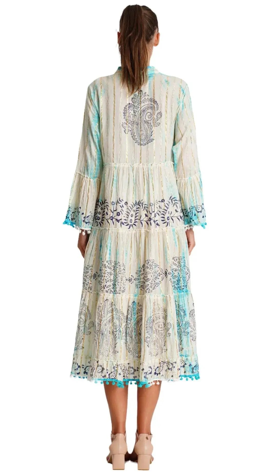 Tie Dye Embroidered Shirt Dress  La Moda Clothing