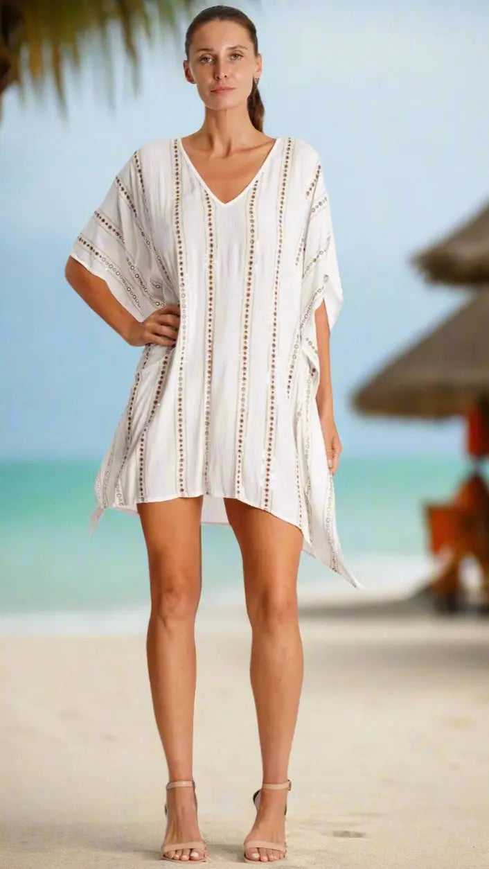 White Caftan Cover Up  La Moda Clothing