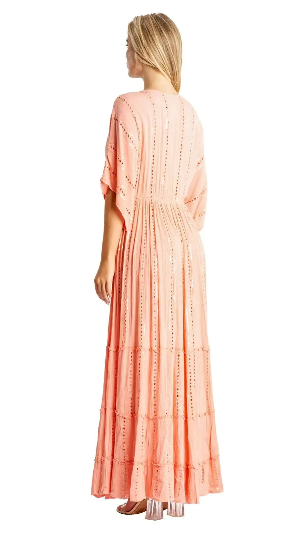 white embellished maxi resort vacation dress - La Moda Clothing