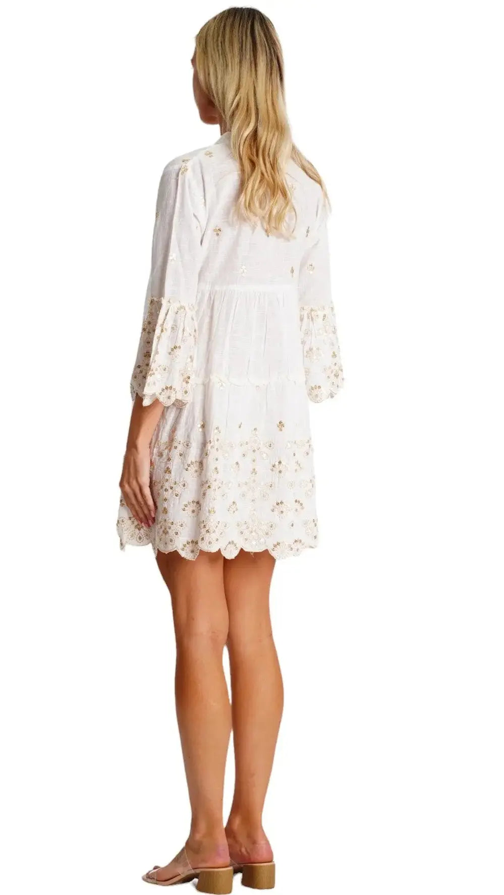 White Embroidered Mini Dress La Moda Clothing Mini Dress