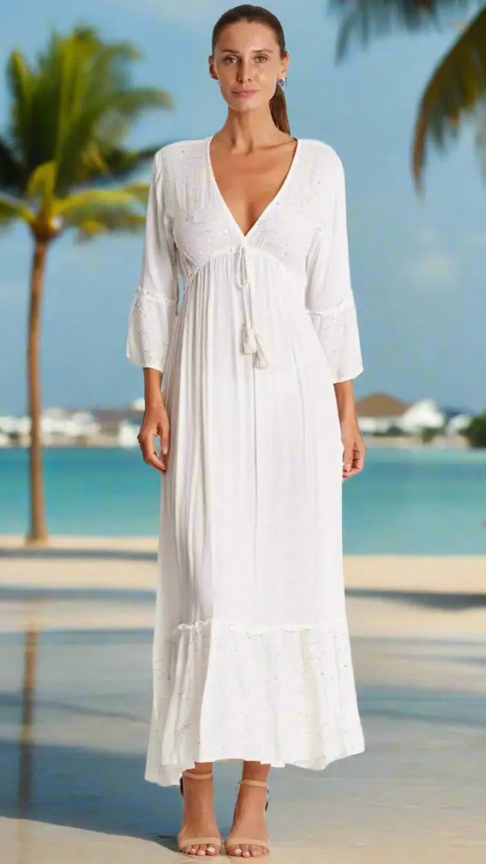 White Maxi Dress  La Moda Clothing