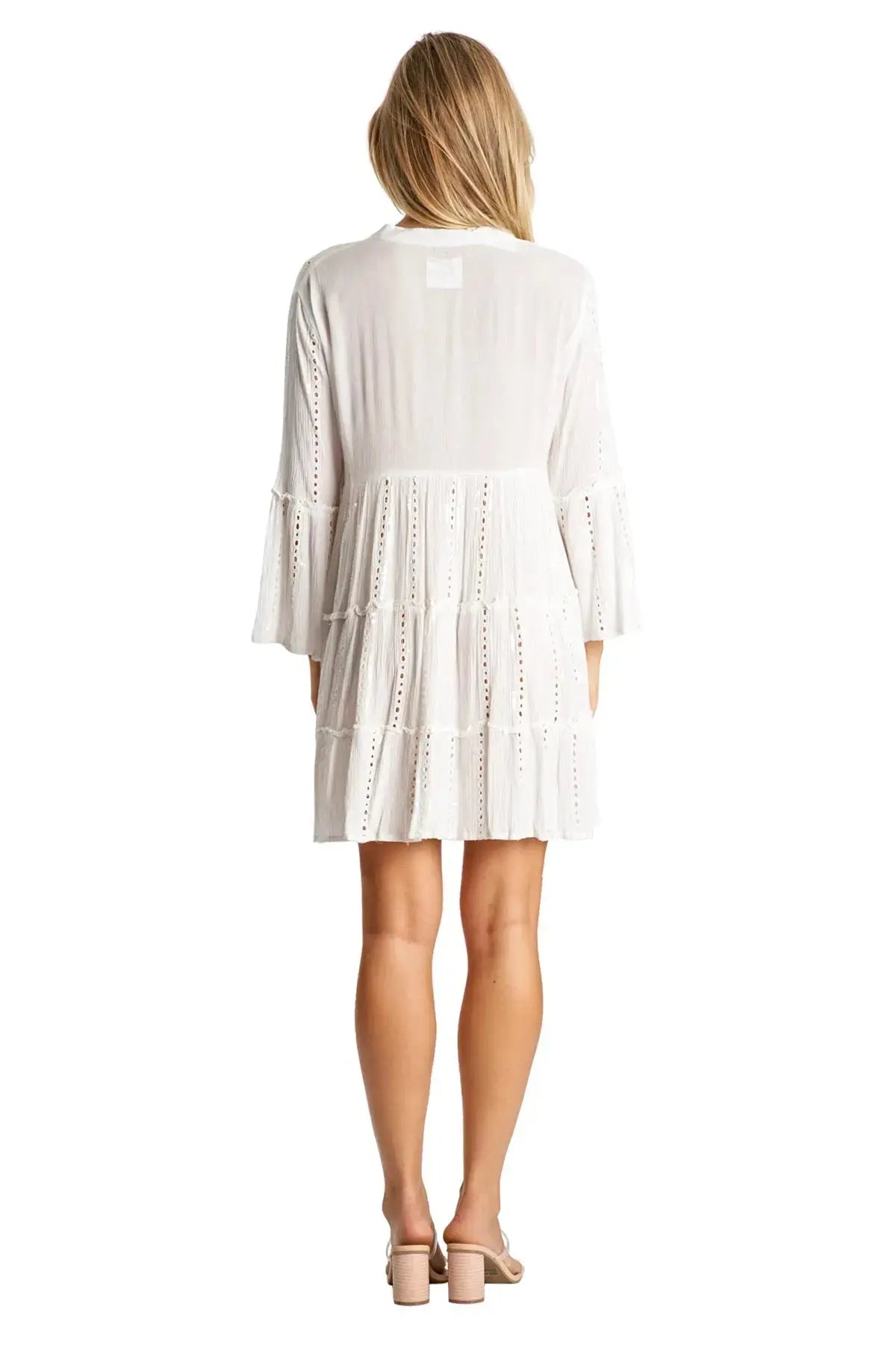 White Tiered Mini Dresses - La Moda Clothing