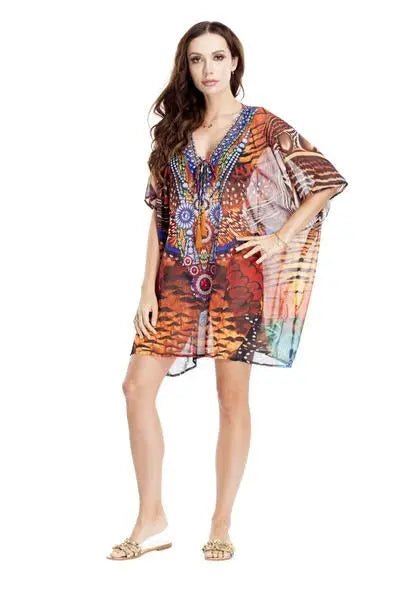 Animal Print Kaftan Cover-Up - Designer Caftan | Elegant Kaftan Cover Up Dress | Club Moda USA