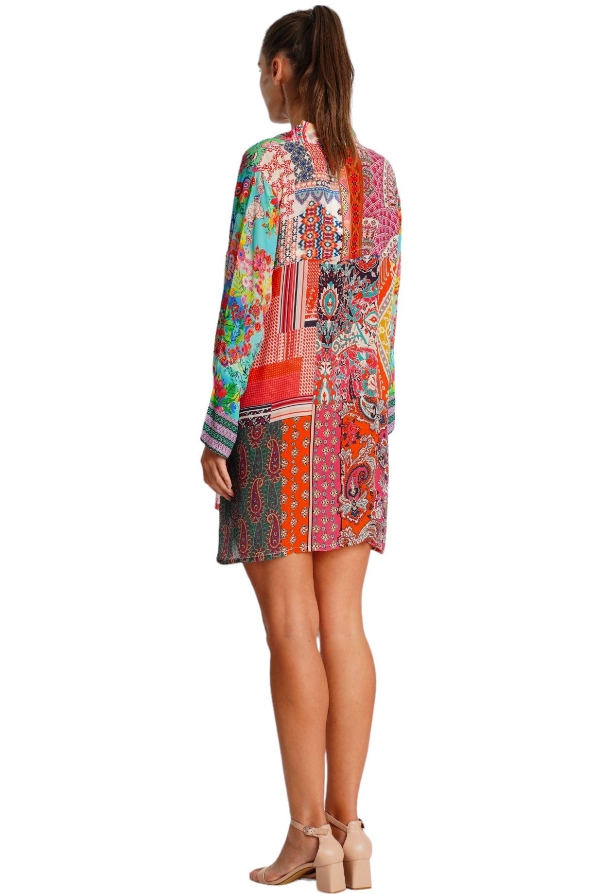 Aqua Embroidered Beach Cover Up – Tropical Print Kaftan Dress - Designer Caftan | Elegant Kaftan Cover Up Dress | Club Moda USA
