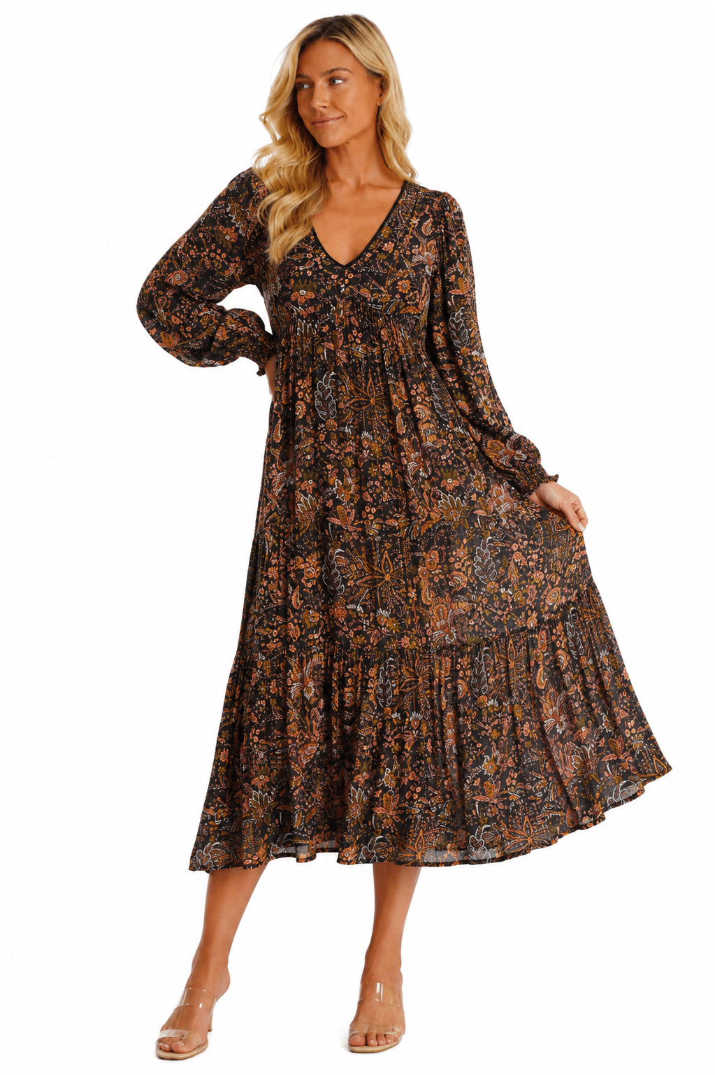 Backless maxi dress, shown from another angle
