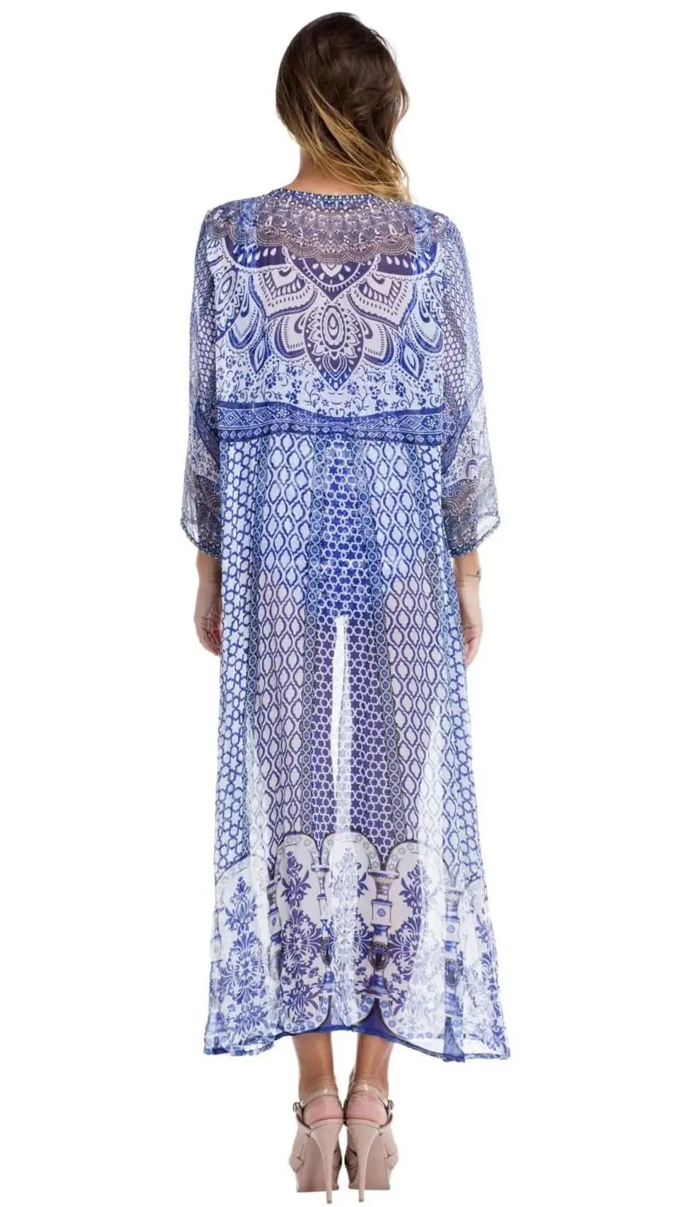 Balearic Beauty Long Cape Kimono La Moda Clothings Coverups