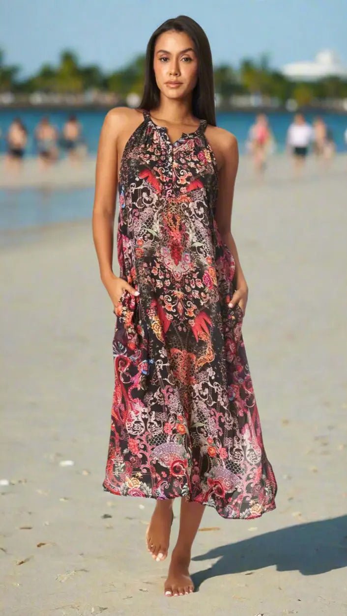 Beach Resort & Cruise Vacation Dress - Designer Maxi Dress | Elegant Kaftan Cover Up Dress | Club Moda USA