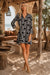 Black & White Scroll Print Shirt Dress Resort Cover-Up