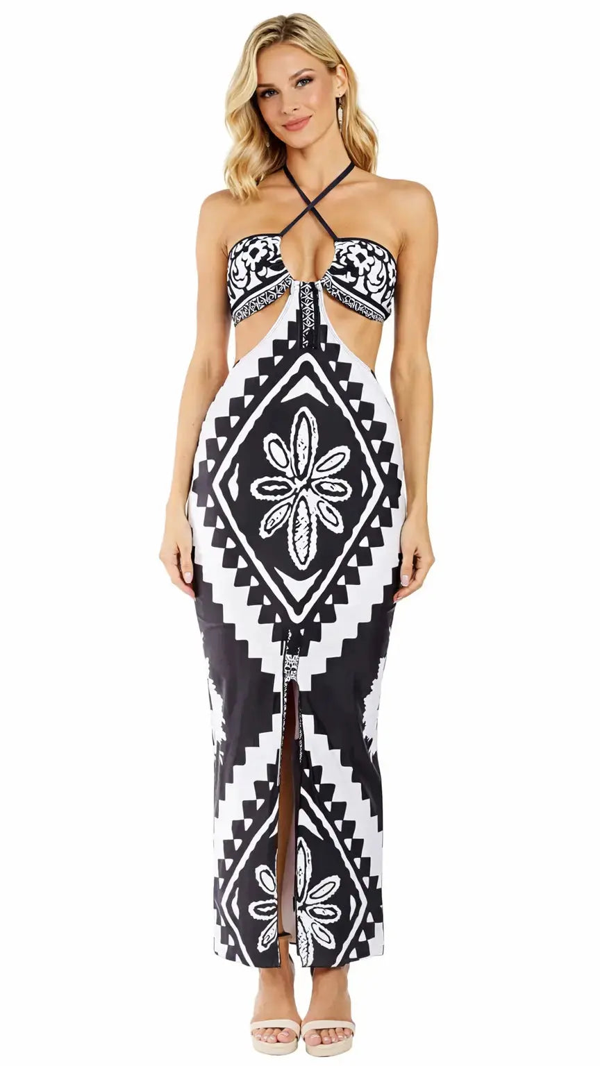 Black & White Triangle Bikini Set | Resort Swimwear for Beach & Vacation Club Moda 2-Piece Swim Set