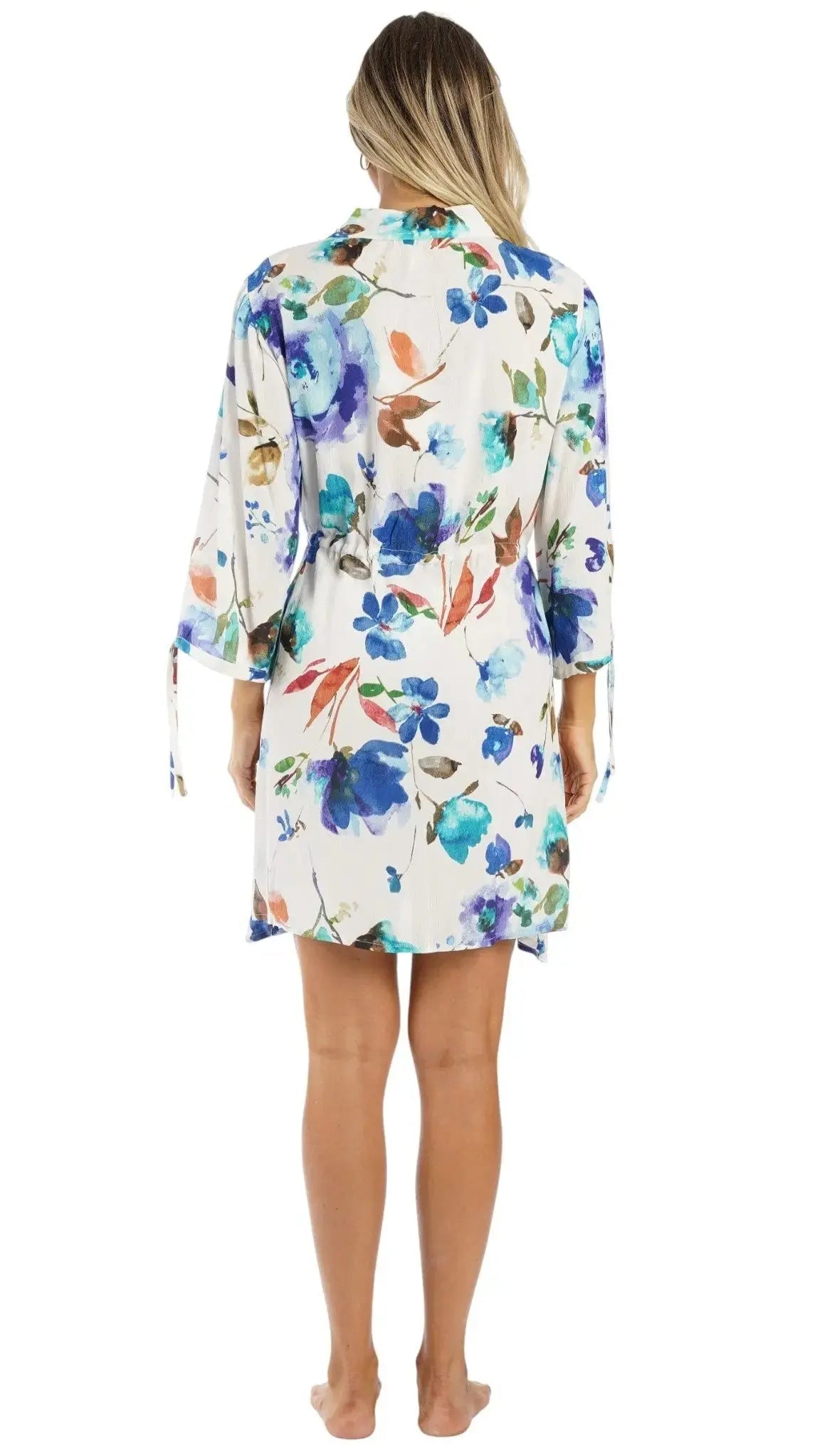 Blue Floral Mini Shirt Dress – Luxury Resort Wear Vacation Dress | Club Moda Club Moda Mini Dress