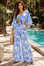 Blue Tropical Floral Crop Top & Wide-Leg Pants Resort Set