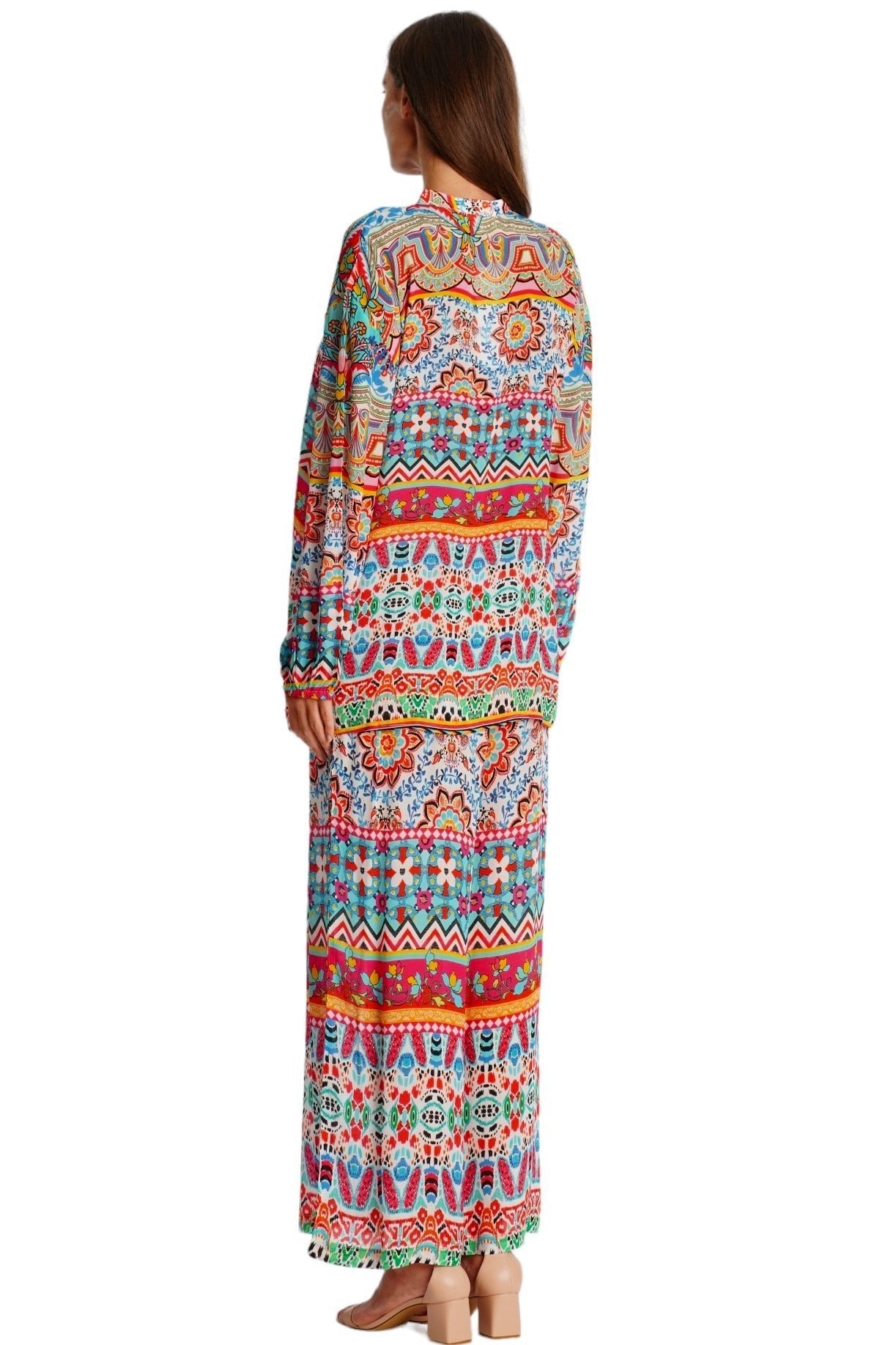 Bohemian Print Co-Ord Set – Colorful Resort Palazzo Pants & Top - Designer Co-ord Set | Elegant Kaftan Cover Up Dress | Club Moda USA