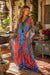 Boho Maxi Caftan Cover-Up Dress, Tropical Print