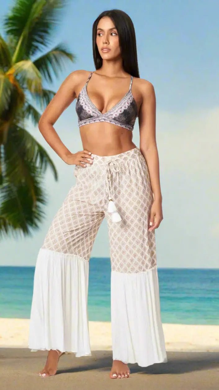 Boho Wide Leg Pant - Designer Pants | Elegant Kaftan Cover Up Dress | Club Moda USA