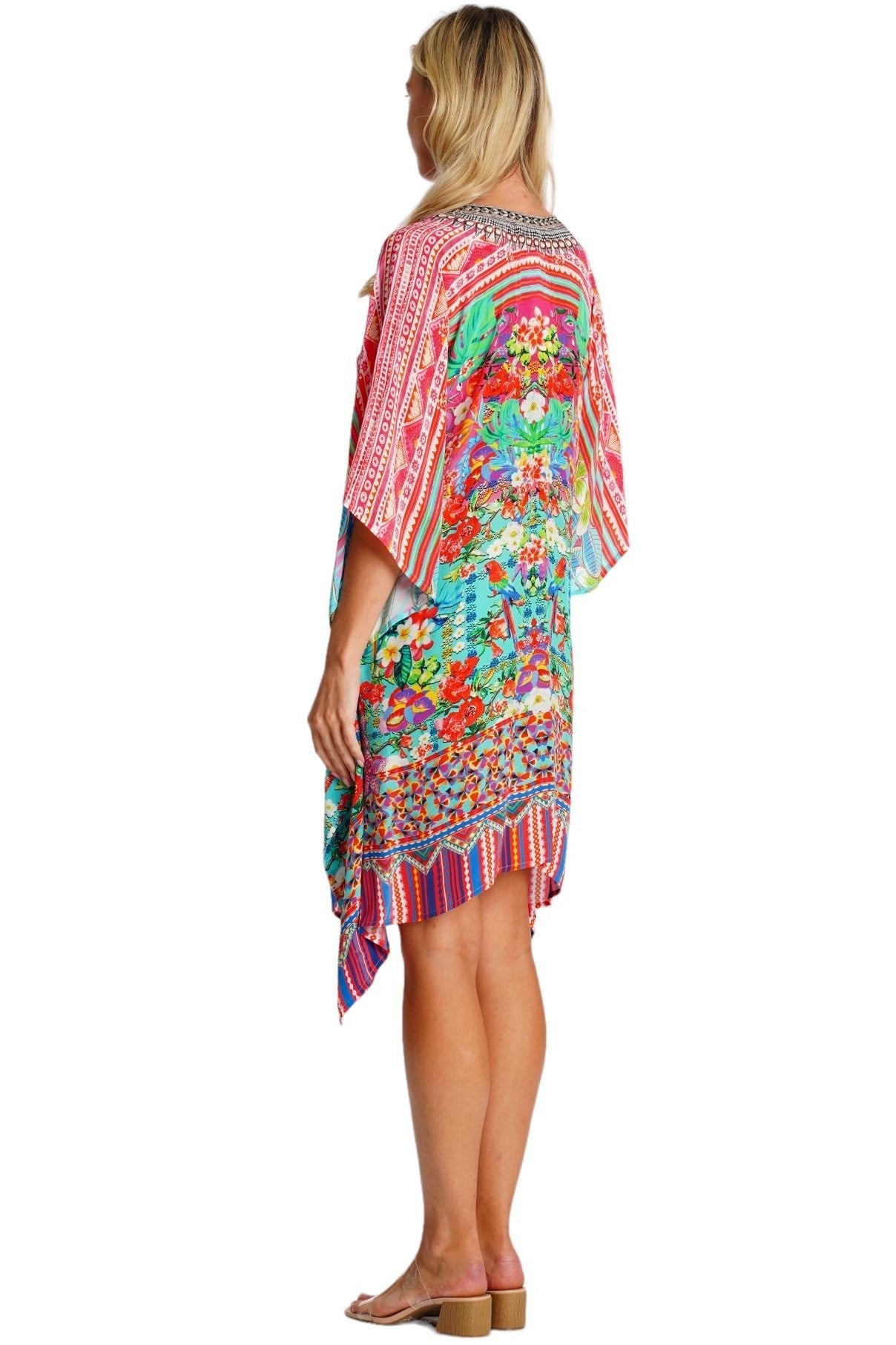 Bold Tropical Print Kaftan Dress – Luxury Beach Resort Wear for Women - Designer Caftan | Elegant Kaftan Cover Up Dress | Club Moda USA