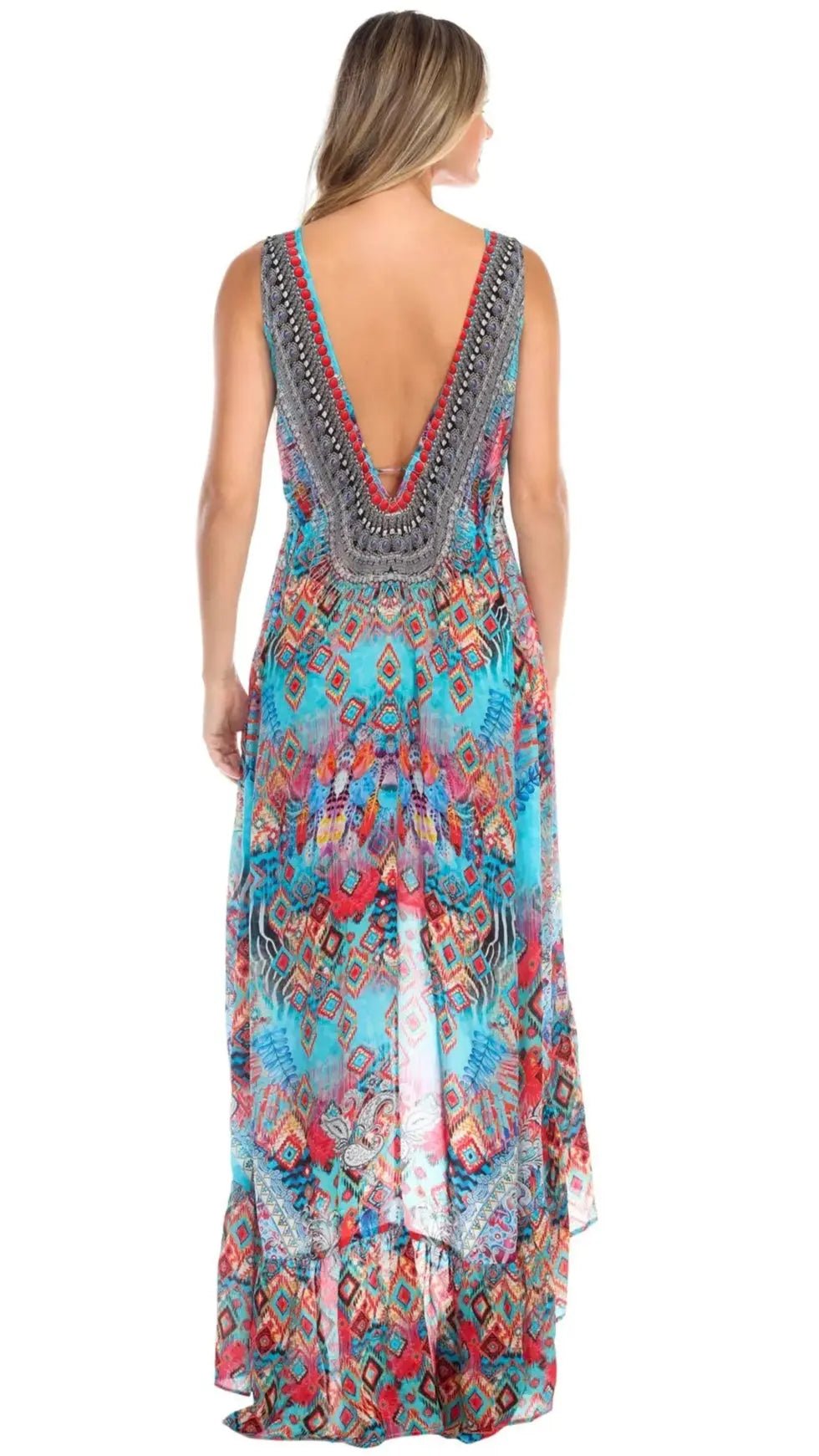 Bright & Bold Pattern Trendy Designer Hi-Lo Dress Lamodaclothing Hi-Lo