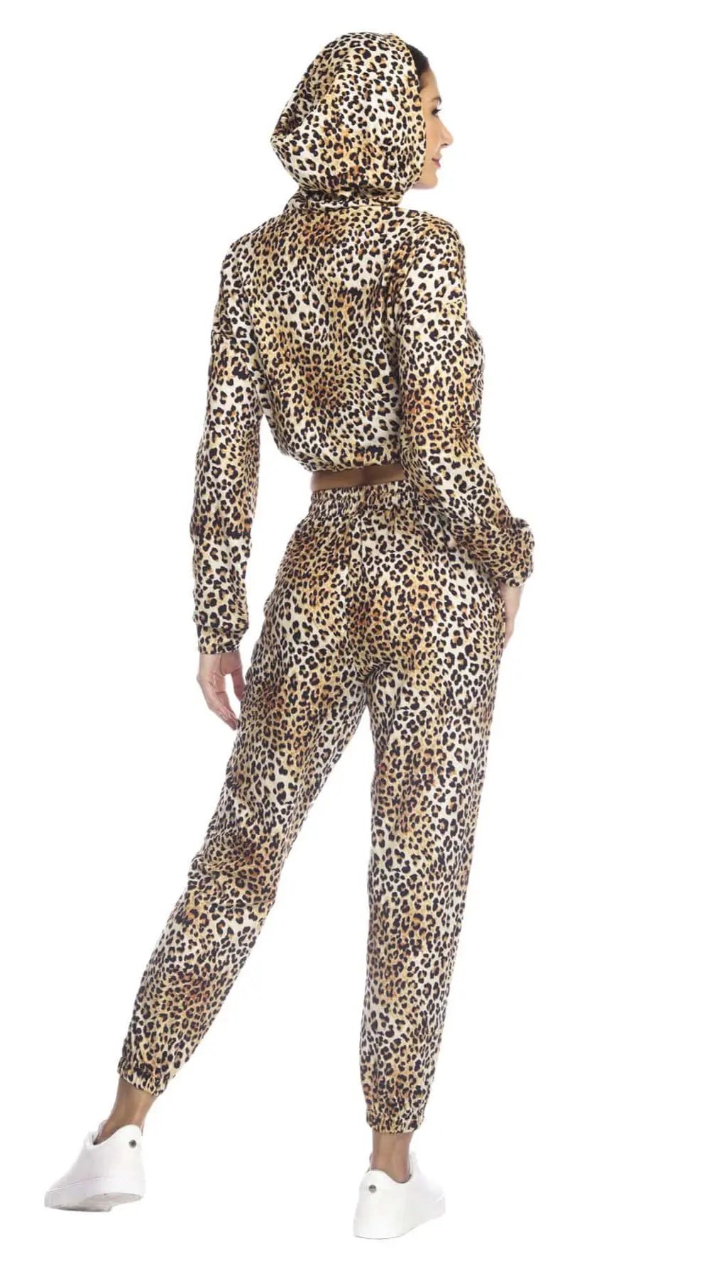 Women's Bryce Cropped Hoodie in Leopard Print by Club Moda La Moda Clothings