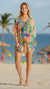 Silk Caftan with Rhinestone Neckline