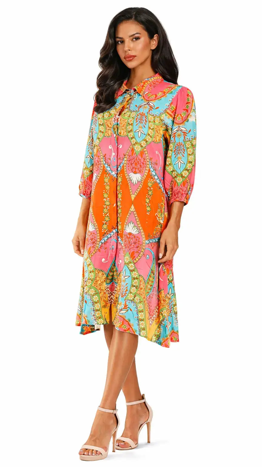 Caribbean Print Shirt Dress – Luxury Resort Wear Cover Up | Club Moda Club Moda Dresses