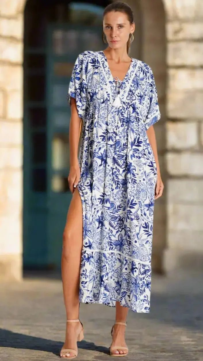 Casual Summer Dress - Designer Dress | Elegant Kaftan Cover Up Dress | Club Moda USA