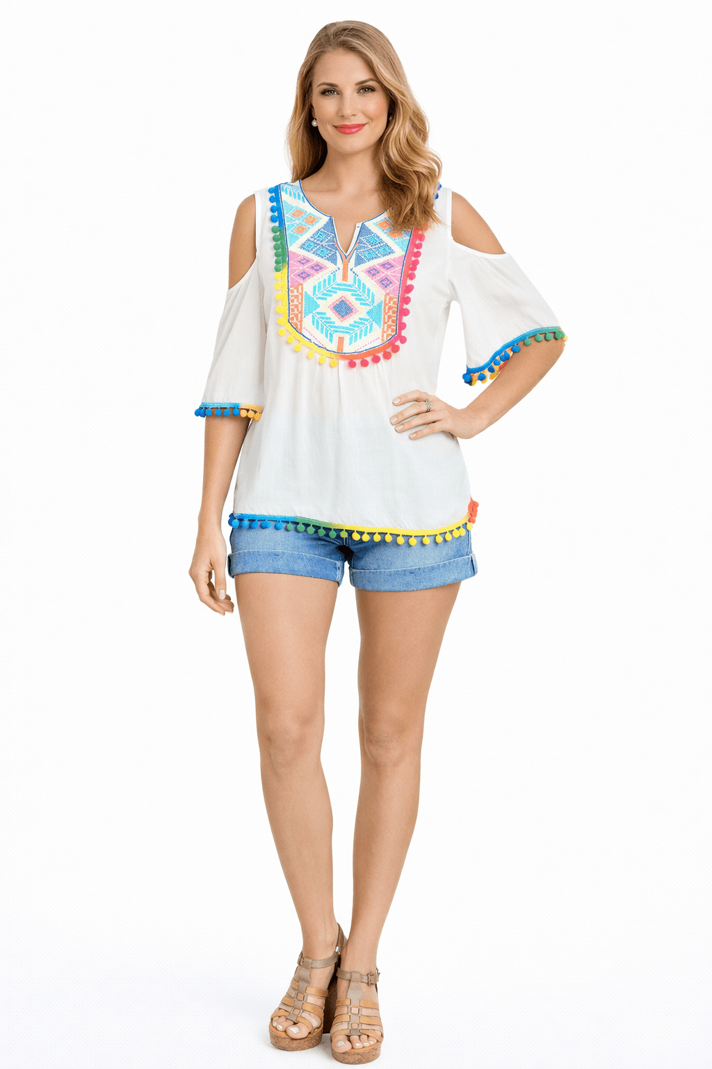 Club Moda Beach Tops with playful pompoms Club Moda Resort Wear - styling view 6