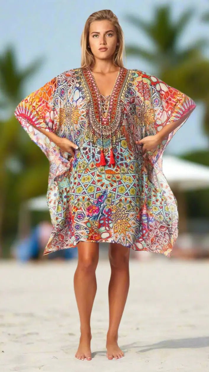 Viscose Designer Resort Kaftan - Designer Caftan | Elegant Kaftan Cover Up Dress | Club Moda USA