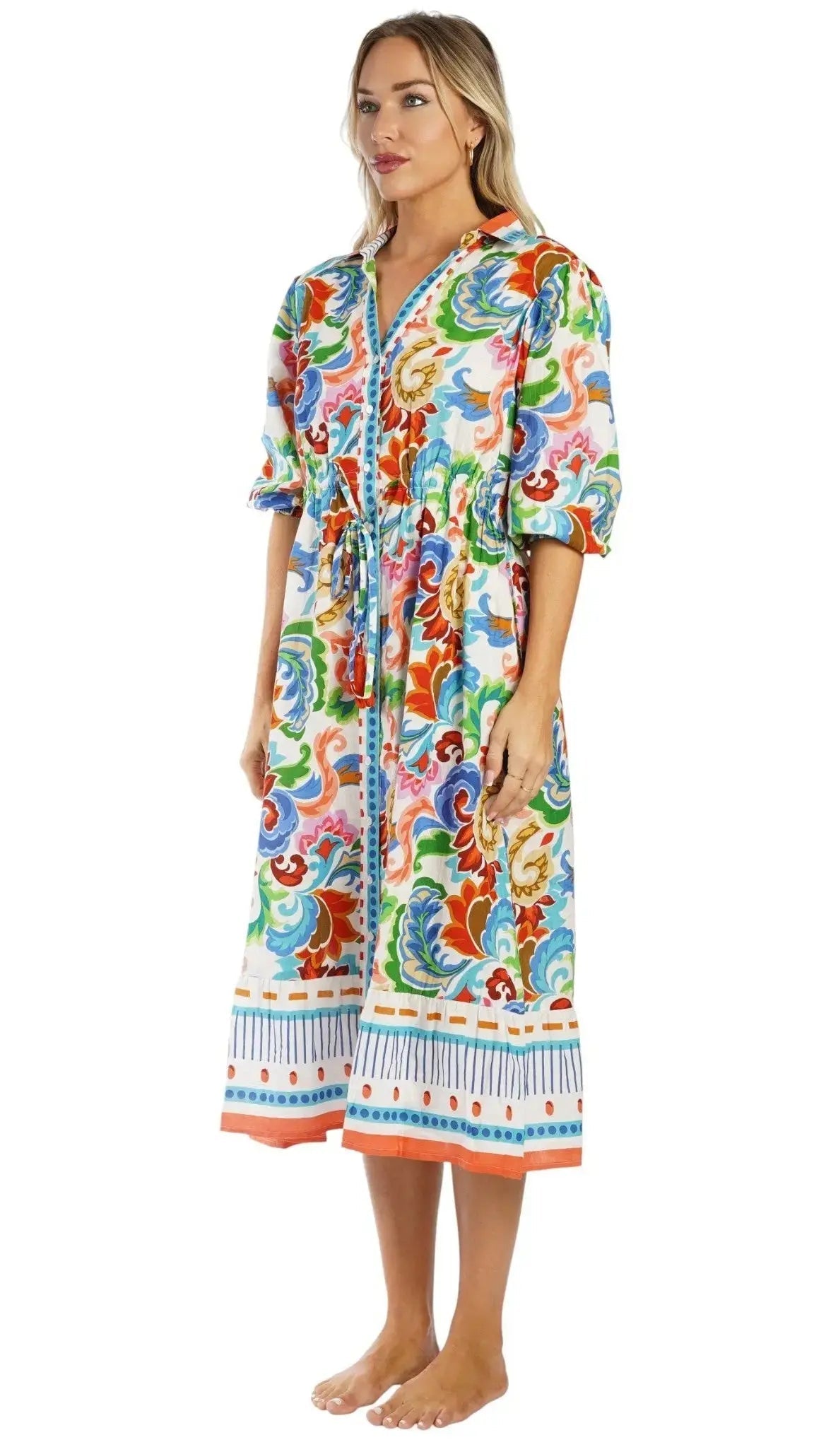 Colorful Resort Wear Midi Dress | Luxury Vacation Dress Club Moda Dresses