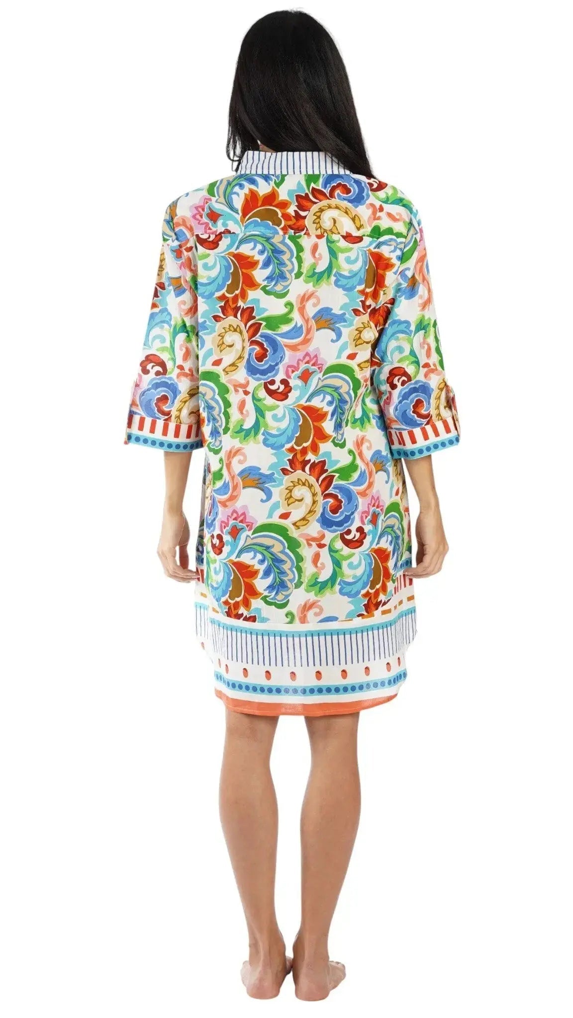 Colorful Resort Wear Shirt Dress | Luxury Vacation Dress Club Moda Mini Dress