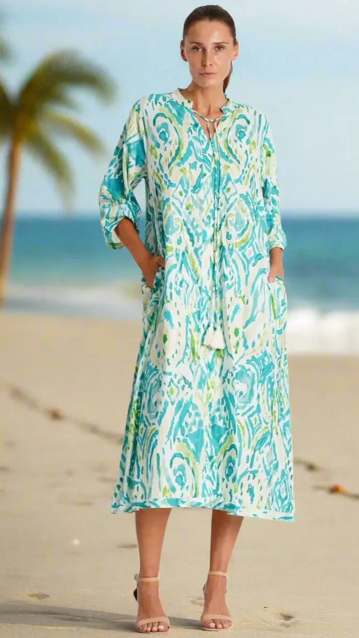 Cotton Caftan Dress - Designer Caftan | Elegant Kaftan Cover Up Dress | Club Moda USA