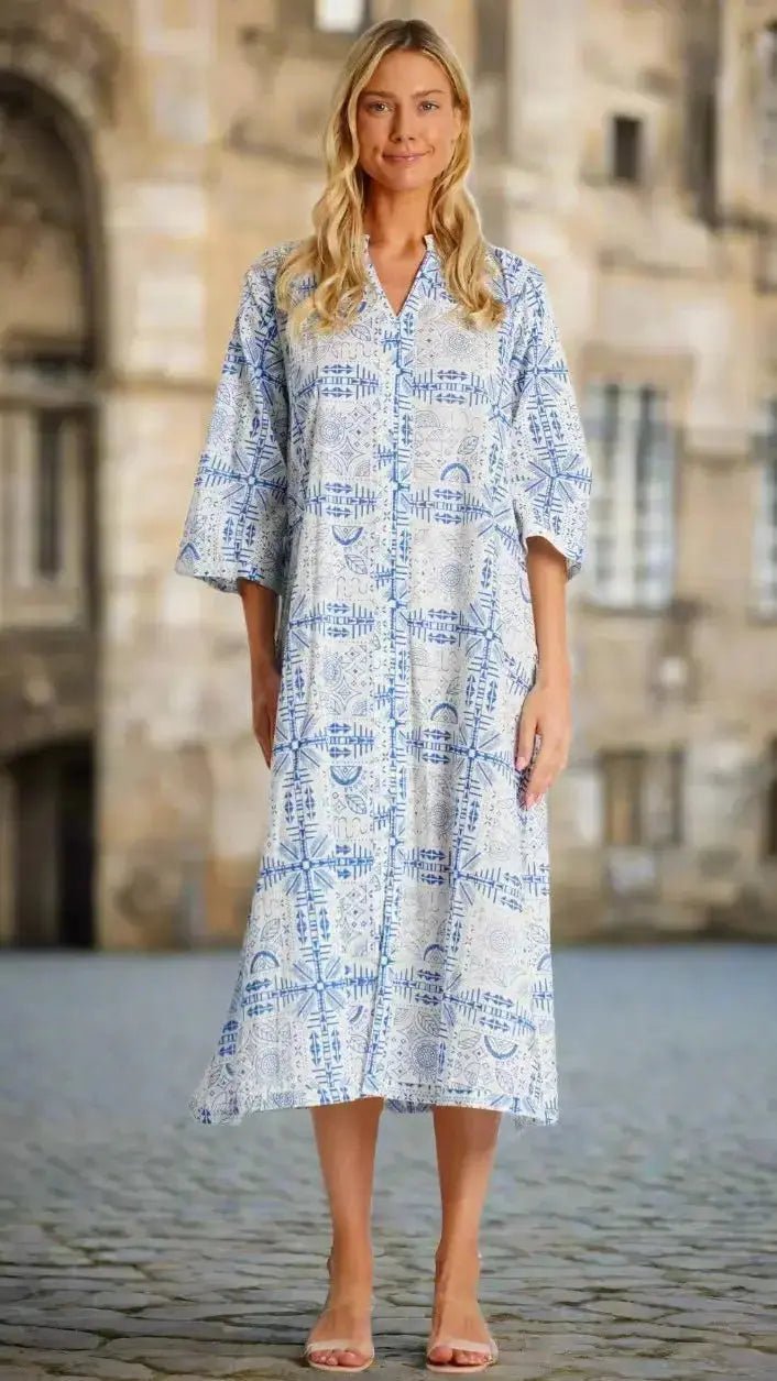 Cotton Kaftan Dress - Designer Caftan | Elegant Kaftan Cover Up Dress | Club Moda USA