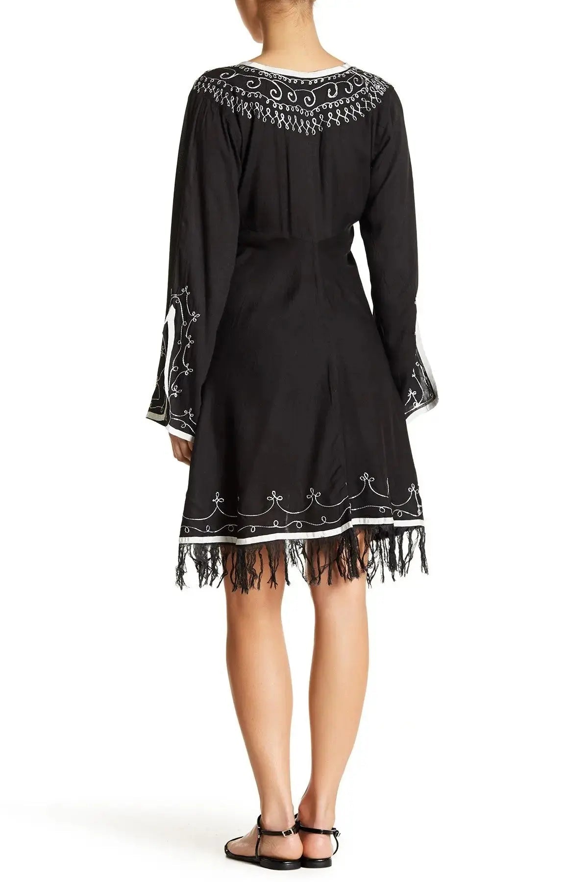 Cross Ties With Embroidery And Tassels / Tunic Cover up dress lamodaclothings