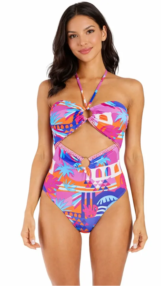 Cut-Out Tropical One-Piece Swimsuit – Luxury Resort Swimwear | Club Moda Club Moda One Piece Swimsuit