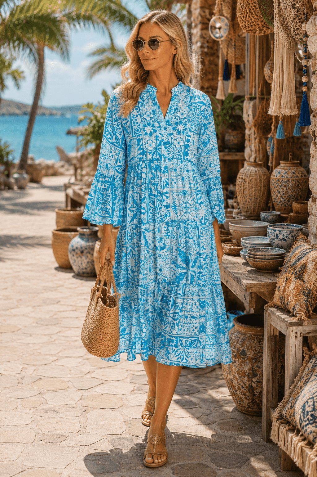 Danae Midi Shirt Dress - Premium Resort Wear | Luxury Shirt Dress for Vacation & Cruise | Club Moda