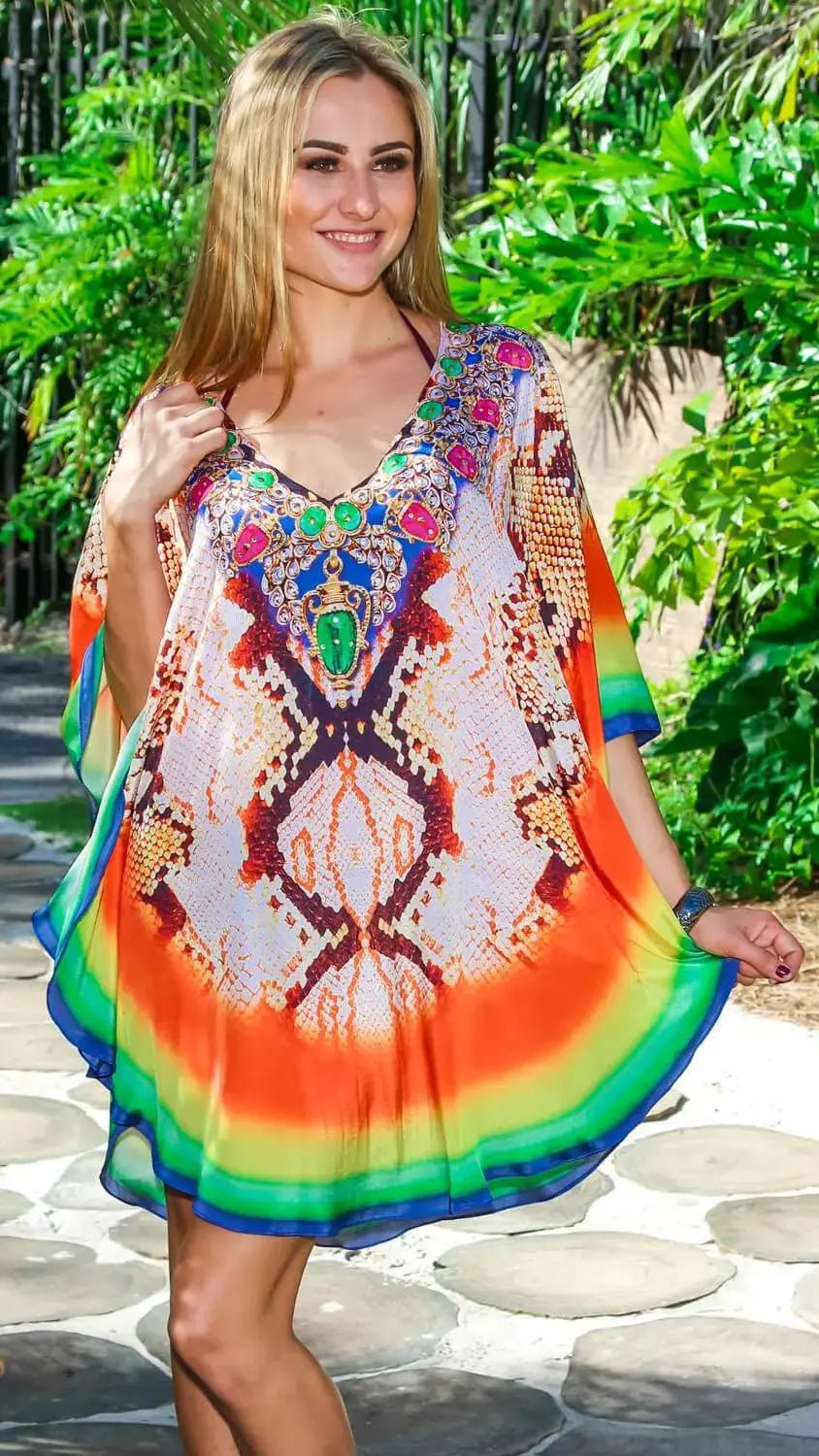Designer Resort And Beachwear Kaftan - Designer Caftan | Elegant Kaftan Cover Up Dress | Club Moda USA