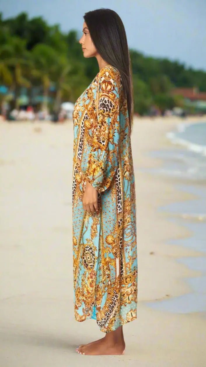 Collared Button-Front Cover-Up - Designer Shirt Dress | Elegant Kaftan Cover Up Dress | Club Moda USA