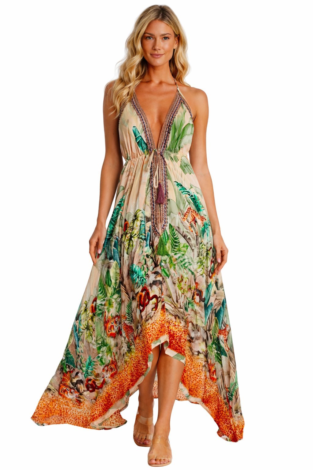 Maxi dress in a long, full-length resort cut, additional view