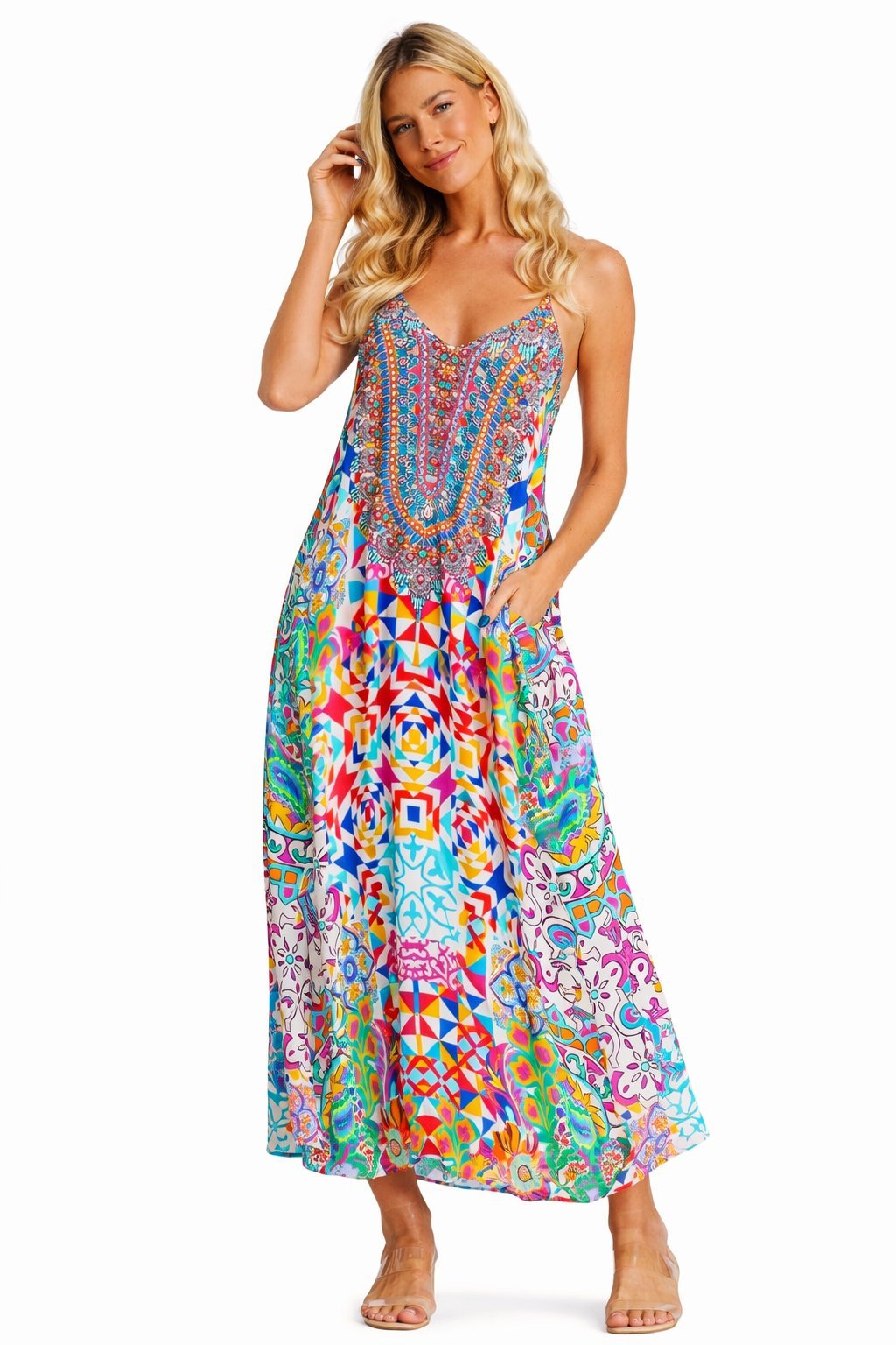 Elegant racerback maxi dress with a full-length skirt, additional view
