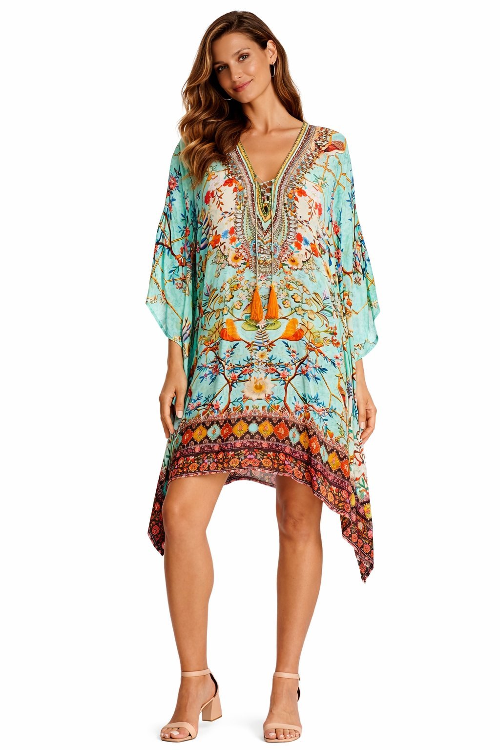 Animal-print kaftan dress with a long silhouette, additional view