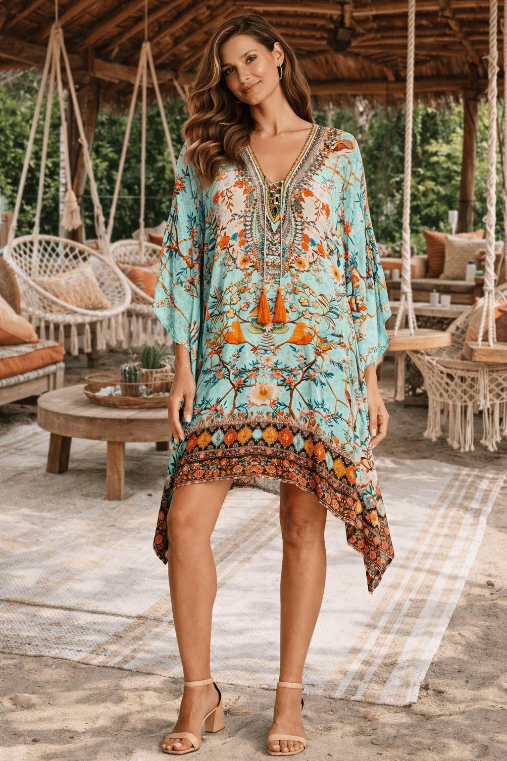 Exotic Animal Print Kaftan Dress – Luxury Designer Resort Wear - Premium Resort Wear | Luxury Caftan for Vacation & Cruise | Club Moda