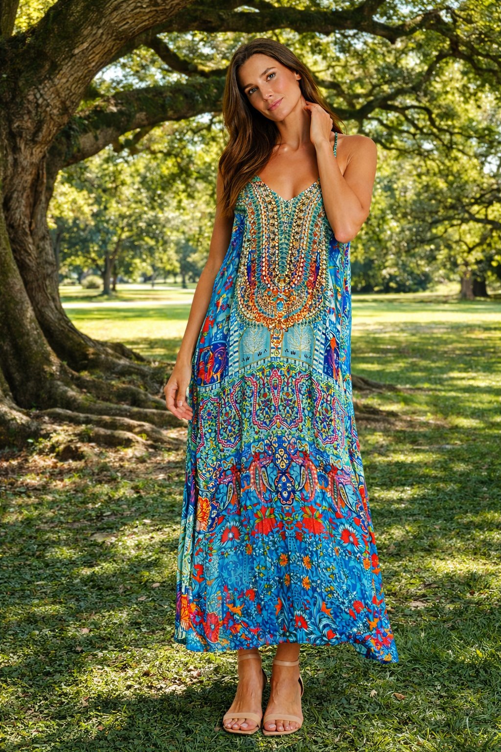 Racerback Maxi Dress in Floral Print