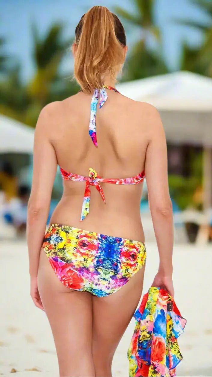 Flower Garden Bikini Set - Designer Bikini | Elegant Kaftan Cover Up Dress | Club Moda USA