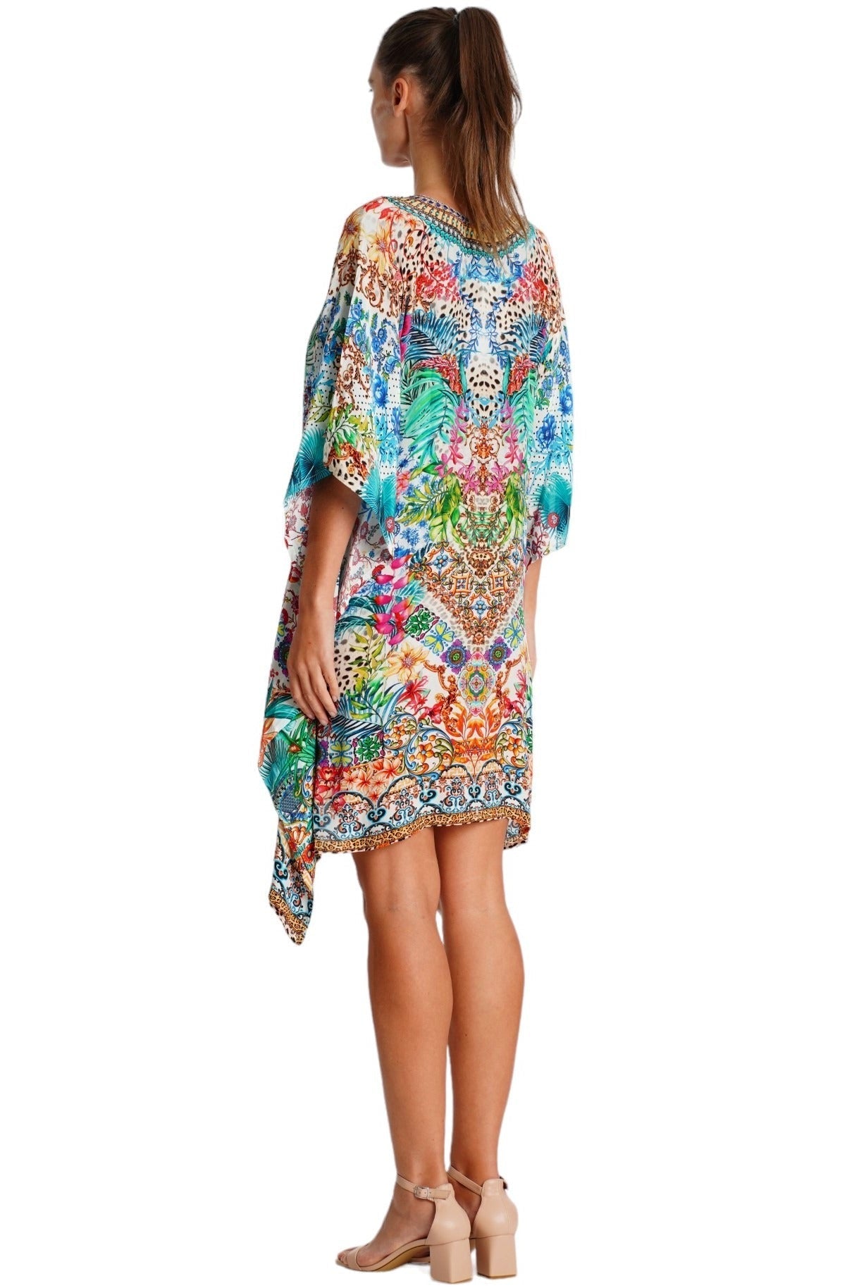 Flowing Maxi Kaftan Dress – Designer Luxury Beach Resort Wear - Designer Caftan | Elegant Kaftan Cover Up Dress | Club Moda USA