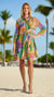 Floral Button-Front Dress, 3/4 Sleeve
