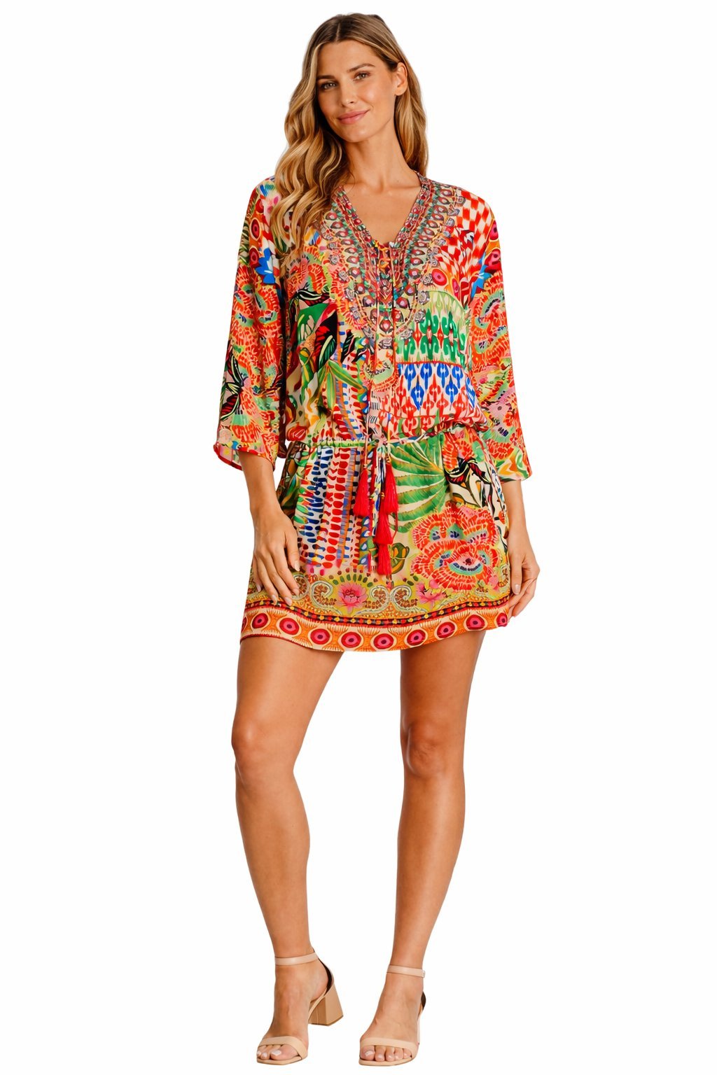 Tunic with a drawstring, cut loose and easy for warm-weather days, additional view