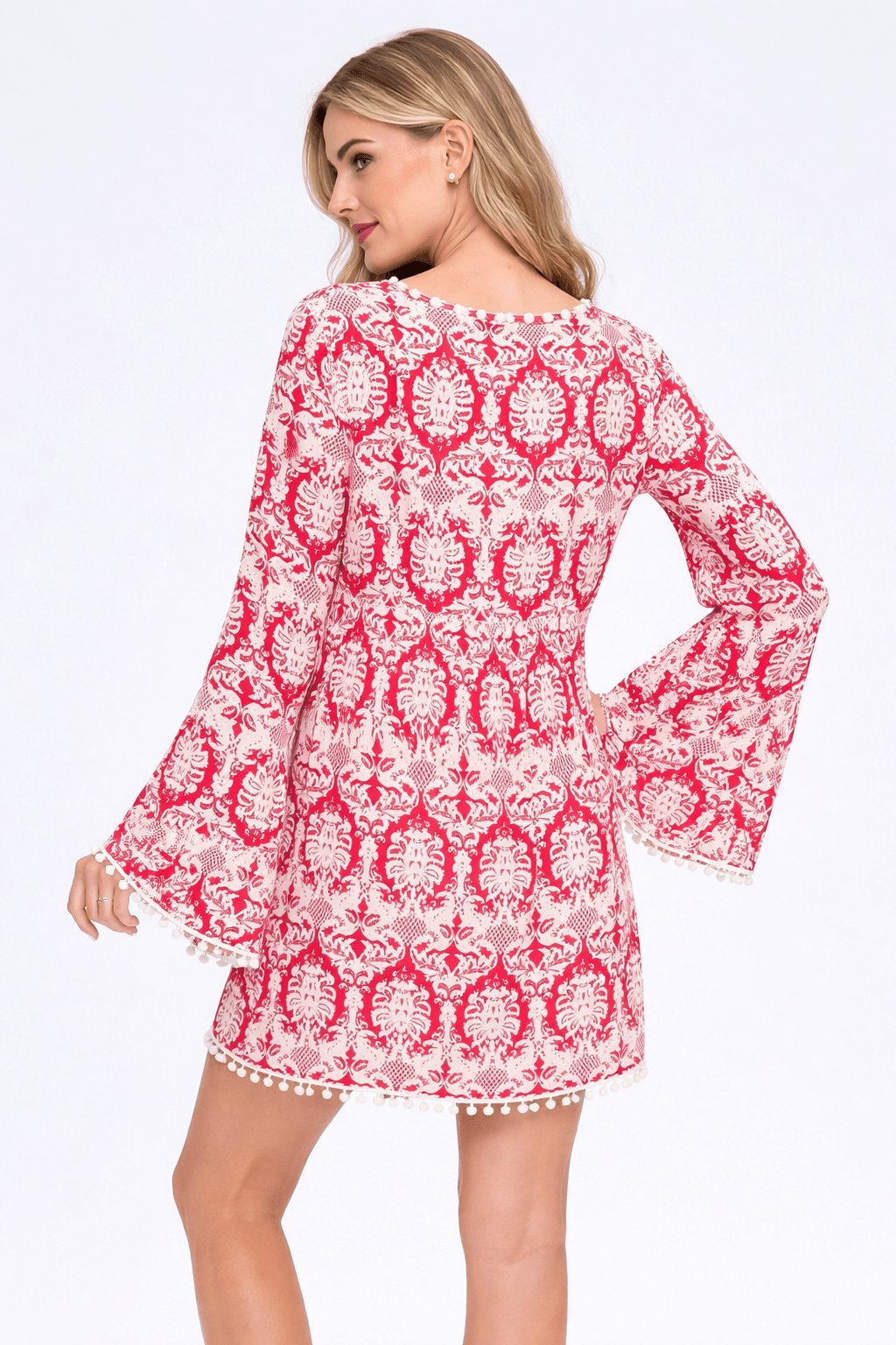Swim cover-up worn over swimwear at the beach, alternate view